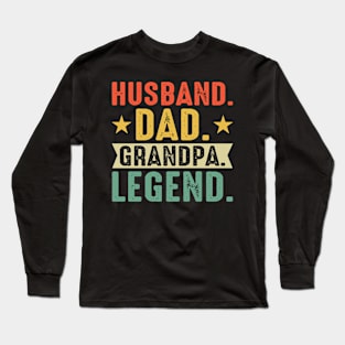 Husband Father Grandpa Legend Gift For Men Father's Day Long Sleeve T-Shirt